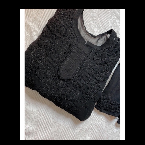 Alfah finery’s black chikankari suit | Fabric - Georgette - Picture 3 of 6